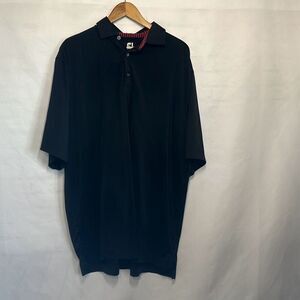 FootJoy Mens Black Short Sleeve‎ Black Golf Polo Shirt size XL LOOK